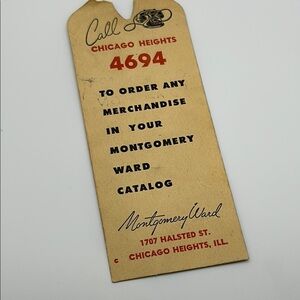 Vintage Montgomery Ward Catalog Tag‎